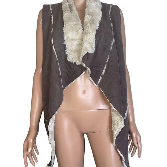 OnTheLand furry vest faux suede sleeveless sherpa comfort SZ M fuzzy comfort - Picture 3 of 12